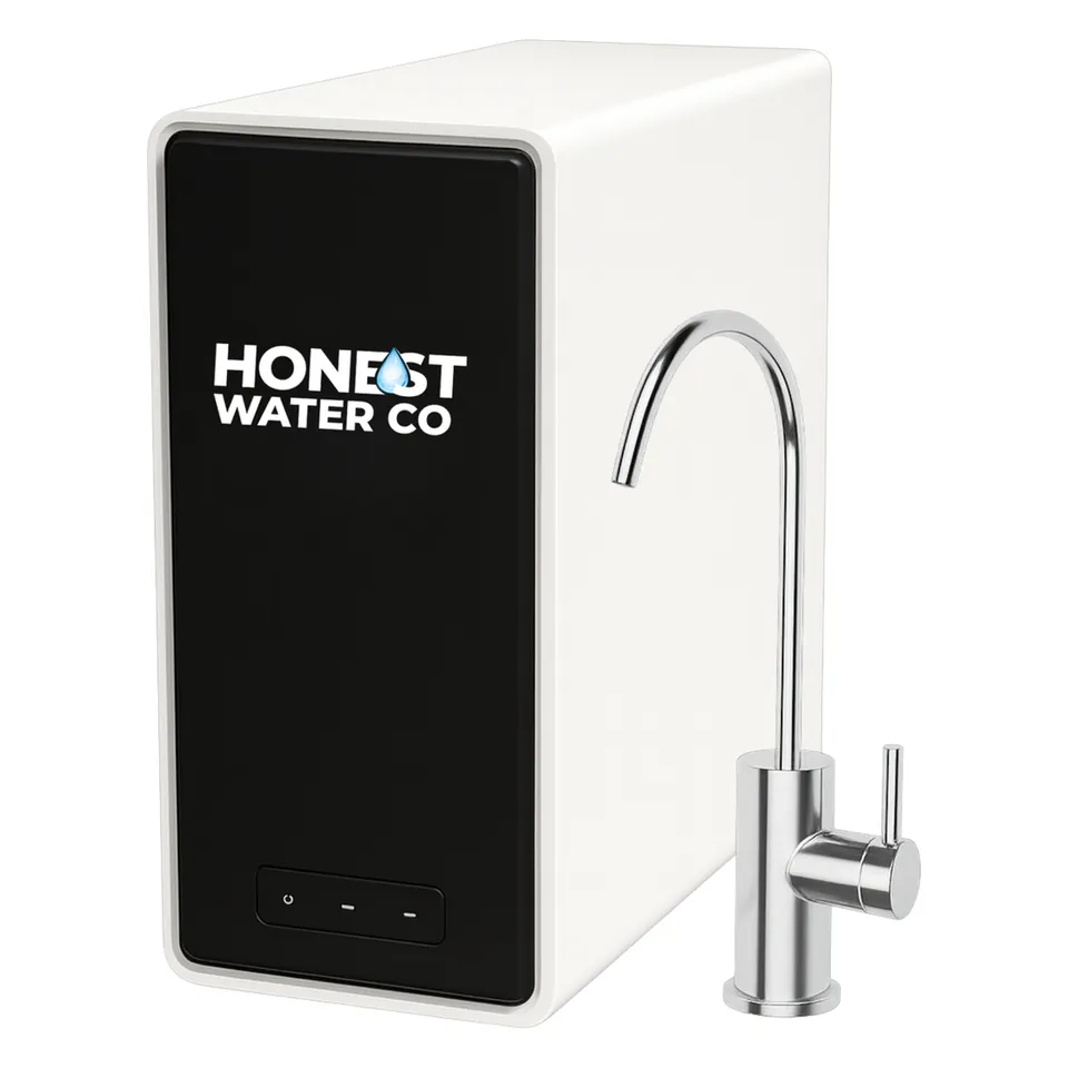 Tankless reverse osmosis unit with dedicated faucet